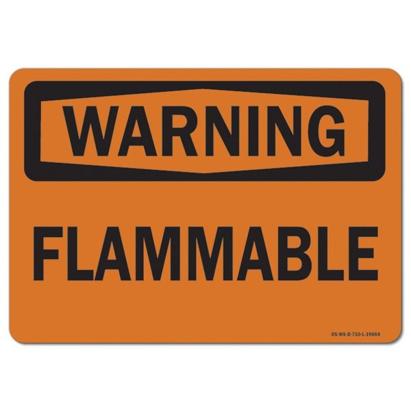 Signmission Safety Sign, OSHA Warning, 7" Height, 10" Width, Rigid Plastic, Flammable, Landscape OS-WS-P-710-L-19664